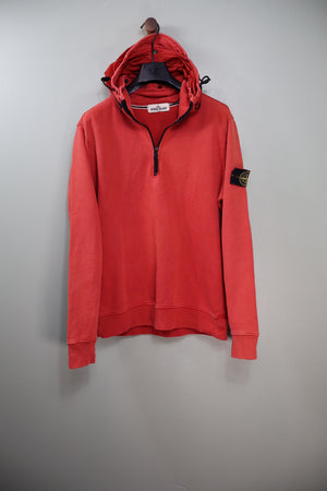 Stone Island Red 1/4 Zip Hoodie