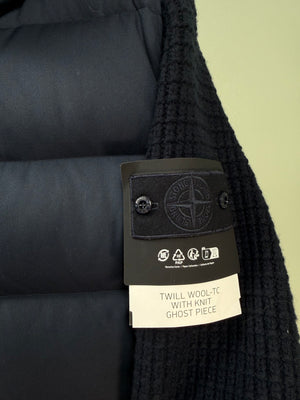 Stone Island Navy Twill Wool-TC Ghost Knit Down Jacket