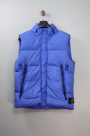 Stone Island Blue Crinkle Reps Down Gilet