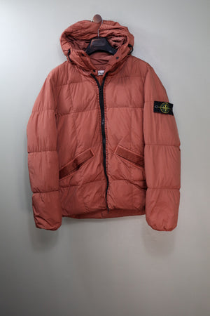 Stone Island Burnt Orange Crinkle Reps Down Jacket
