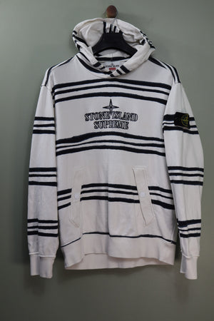 Stone Island X Supreme White Hoodie