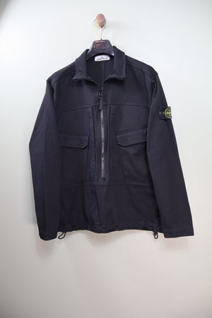 Stone Island Black 3/4 Zip Smock