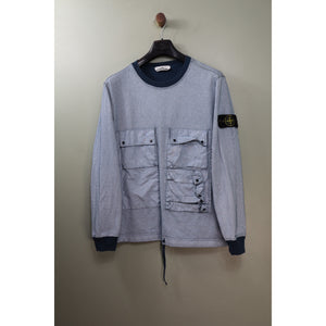 Stone Island Blue Tela Placcata Jumper