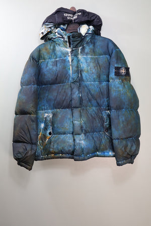 Stone Island x Supreme Blue Paintball Camo Crinkle Reps Down Jacket