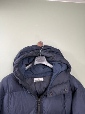 Stone Island Navy Crinkle Reps Down Jacket