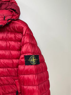 Stone Island Red Garment Dyed Down Jacket