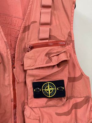 Stone Island x Supreme Orange Brushed Cotton Camo Tactical Vest