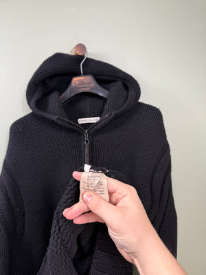 Stone Island Black Chunky Knit Zipped Hoodie