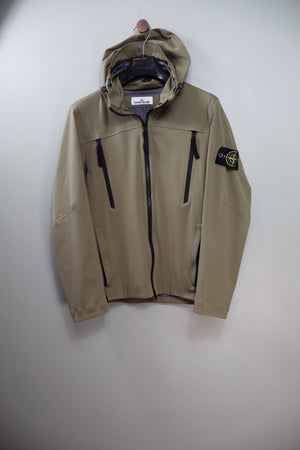 Stone Island Khaki Soft Shell Check Grid Jacket