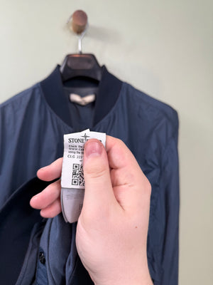 Stone Island Blue Crinkle Reps Bomber Jacket