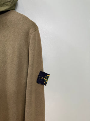 Stone Island Khaki Zipped Knit Hoodie