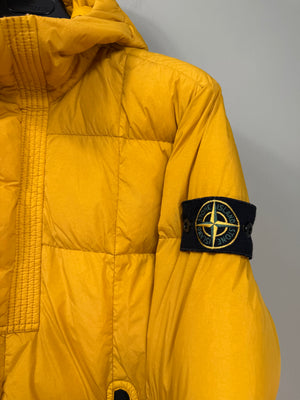 Stone Island Yellow 1/4 Zip Crinkle Reps Down Jacket