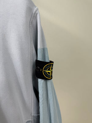 Stone Island Blue Nylon Metal Plated Hoodie