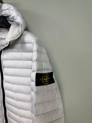 Stone Island White Loom Woven Down Jacket