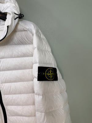 Stone Island White Loom Woven Down Jacket