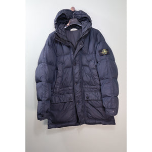 Stone Island Navy Crinkle Reps Down Parka Jacket