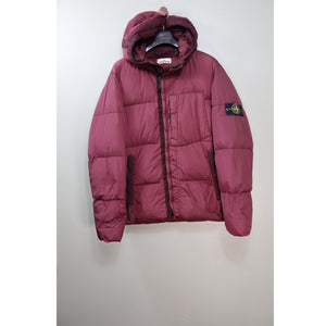 Stone Island Burgundy Crinkle Reps Down Jacket