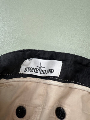 Stone Island Beige CO Mussola Plated Cargo Bottoms
