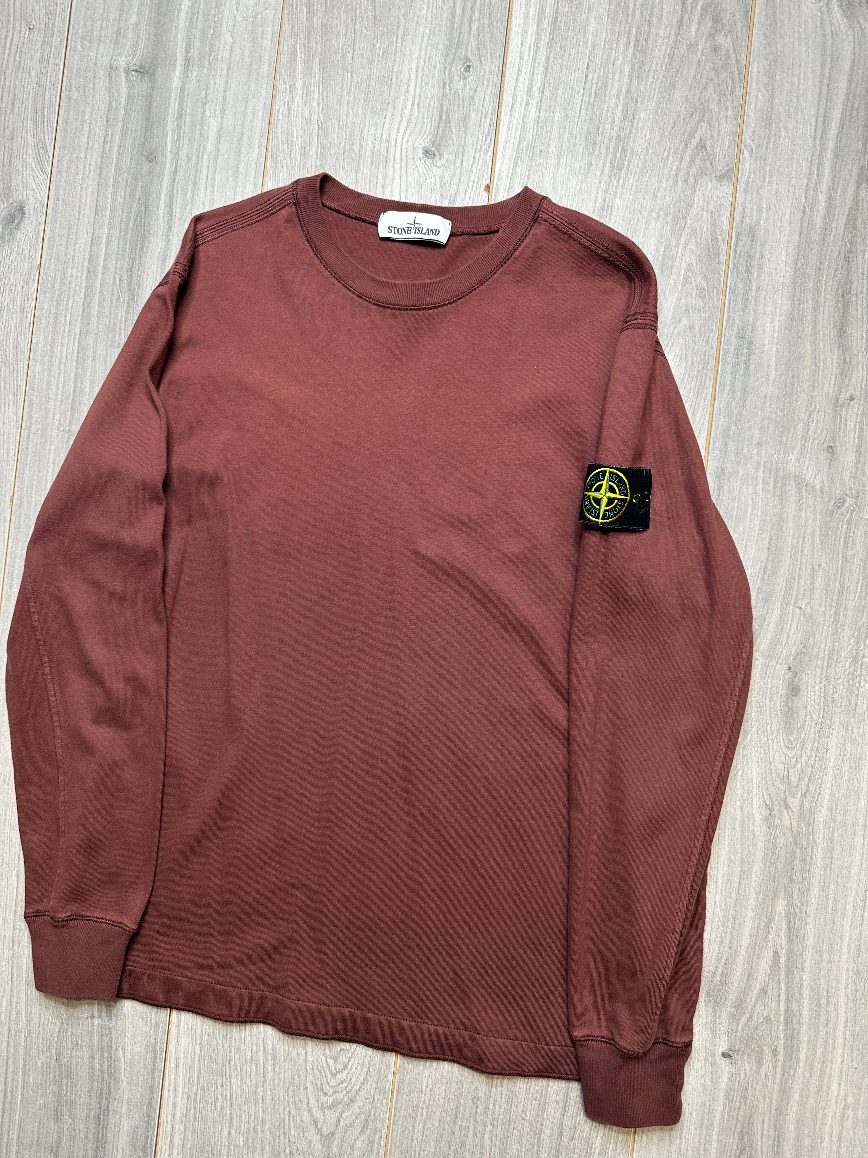 Burgundy stone island on sale jumper