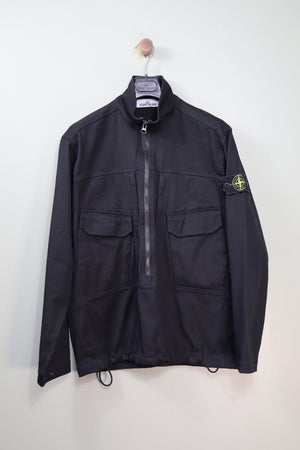 Stone Island Black 3/4 Zip Smock