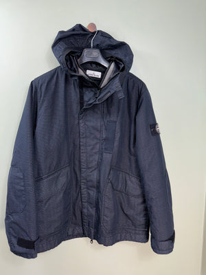 Stone Island Navy Reflective Weave Ripstop Jacket
