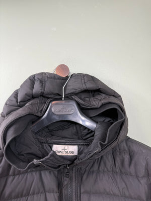 Stone Island Black 0-Cotton/R-Nylon Tela Down Jacket