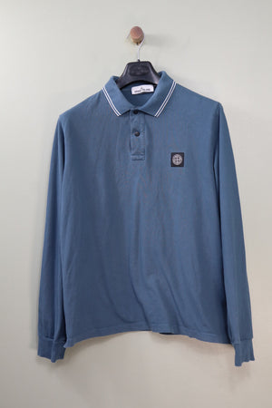 Stone Island Blue SL Long Sleeve Polo Shirt