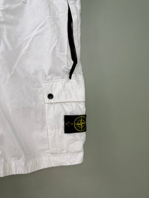 Stone Island White SL Cargo Shorts