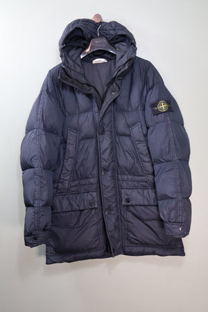 Stone Island Navy Crinkle Reps Down Parka Jacket