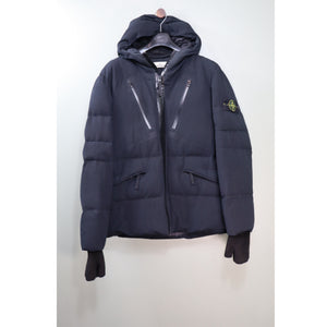 Stone Island Black Water Repellent Wool Balaclava Down Jacket