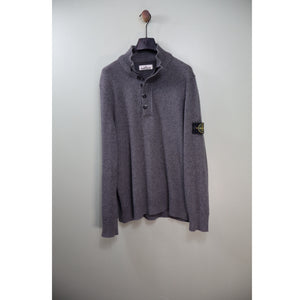 Stone Island Grey 1/4 Button Knit Jumper