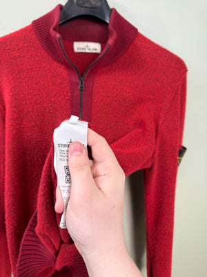Stone Island Red 1/4 Zip Knit Jumper