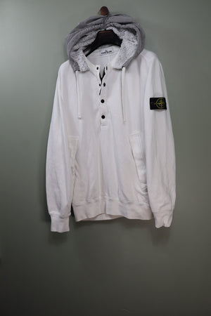 Stone Island White 1/4 Zip Hoodie
