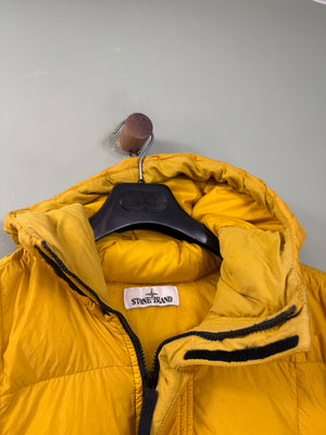 Stone Island Yellow Crinkle Reps Down 1/4 Zip Jacket