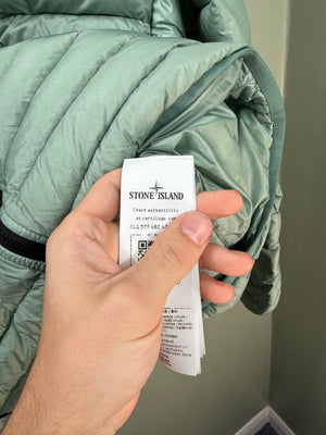 Stone Island Green Nylon Loom Woven Down Jacket