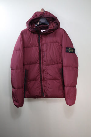 Stone Island Burgundy Crinkle Reps Down Jacket