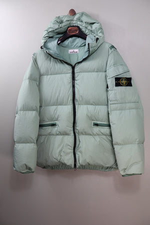 Stone Island Green Crinkle Reps Down Jacket