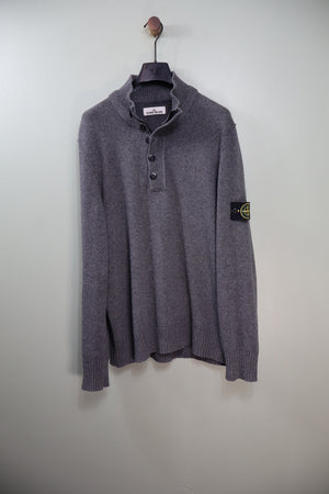 Stone Island Grey 1/4 Button Knit Jumper