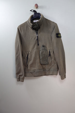 Stone Island Khaki 1/4 Zip Jumper