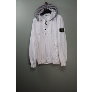 Stone Island White 1/4 Zip Hoodie