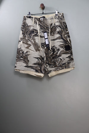 Stone Island Beige Marble Print Bermuda Shadow Project Shorts