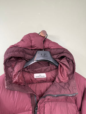 Stone Island Burgundy Crinkle Reps Down Jacket