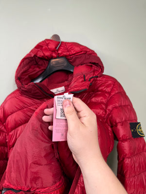 Stone Island Red Garment Dyed Down Jacket