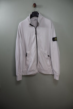 Stone Island White Zipped Jumper