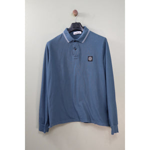 Stone Island Blue SL Long Sleeve Polo Shirt