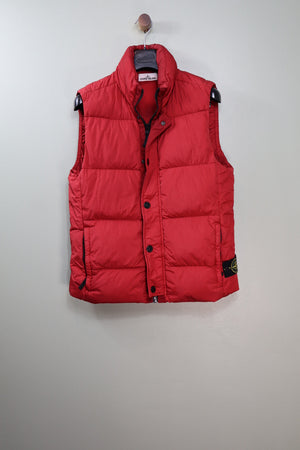 Stone Island Red Crinkle Reps Down Gilet