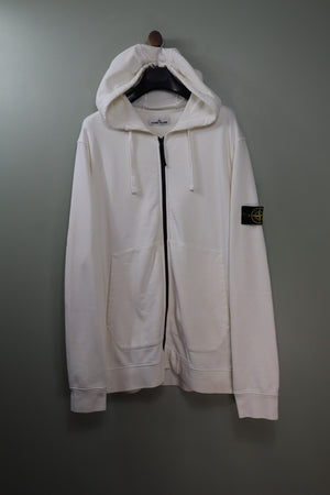 Stone Island Off White Zipped Hoodie