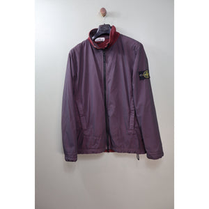 Stone Island Burgundy Mussola Gommata Velour Jacket