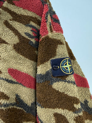 Stone Island Heritage Camo Teddy Fleece 1/4 Zip Hoodie