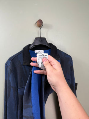 Stone Island Blue Flowing Camo 1/4 Zip Jumper